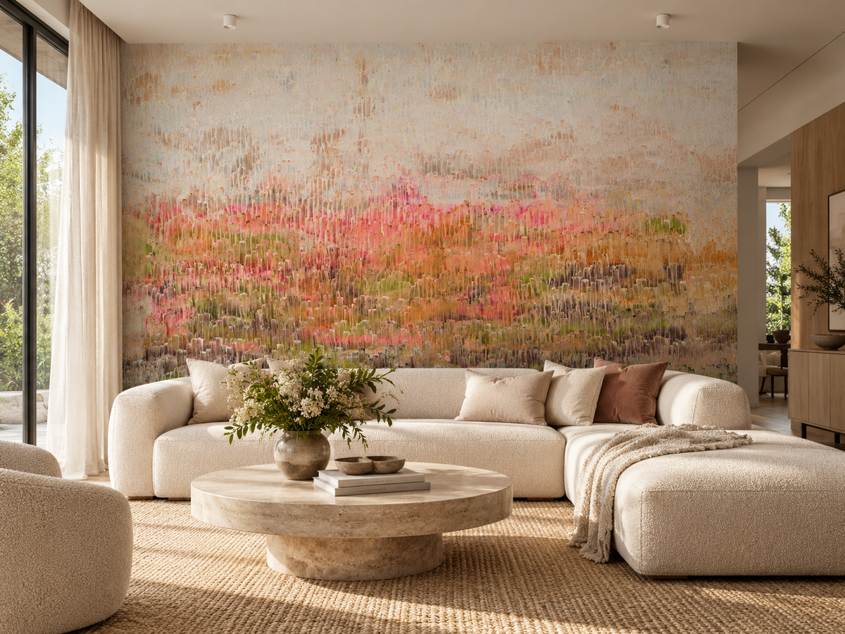 Warms My Soul mural wallpaper by Natalie Uhrik in a contemporary interior