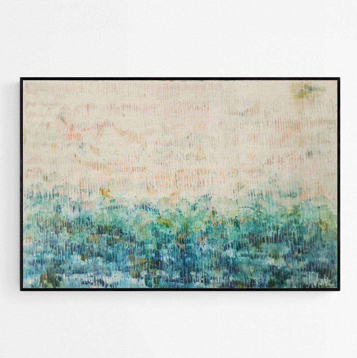 Light Up original abstract painting by Natalie Uhrik shown in an interior