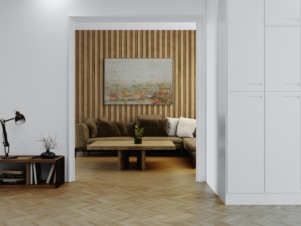 May You Find Your Way original abstract painting by Natalie Uhrik shown in an interior